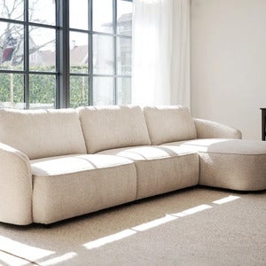 Norris sofa 4-seter sofa chaiselong høyre stoff Anna lys beige