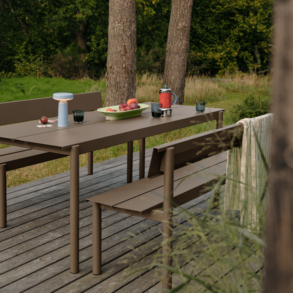 Rett stålbenkk 170cm Linear Steel Taupe