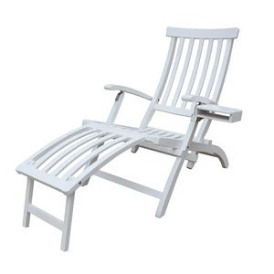 Lobby Deck Chair Hvit inkl. brett og regntrekk