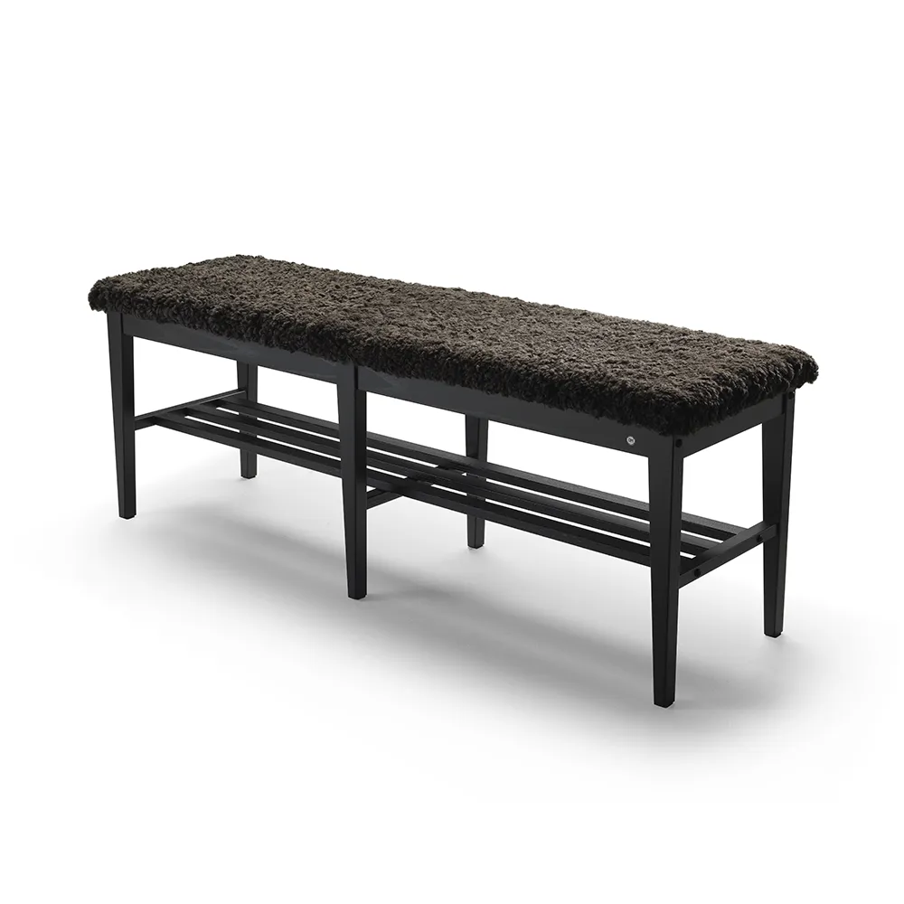 Nadja Bench 130 cm Svartbeiset ask/safeskinn brun