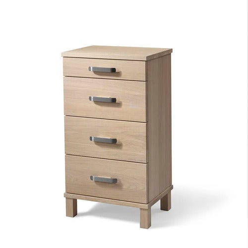 Nadja Kommode H75 B40 Hvitoljet eik/slipte stålskuffer