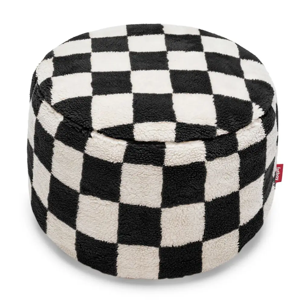 point teddy chess puff black ecru