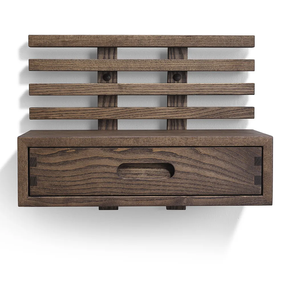 Zece Nattbord med skuff Brun oljet ask