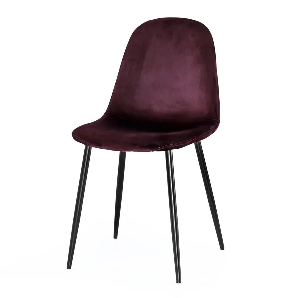 Thea Spisestol vinrød fløyel 4-pakning