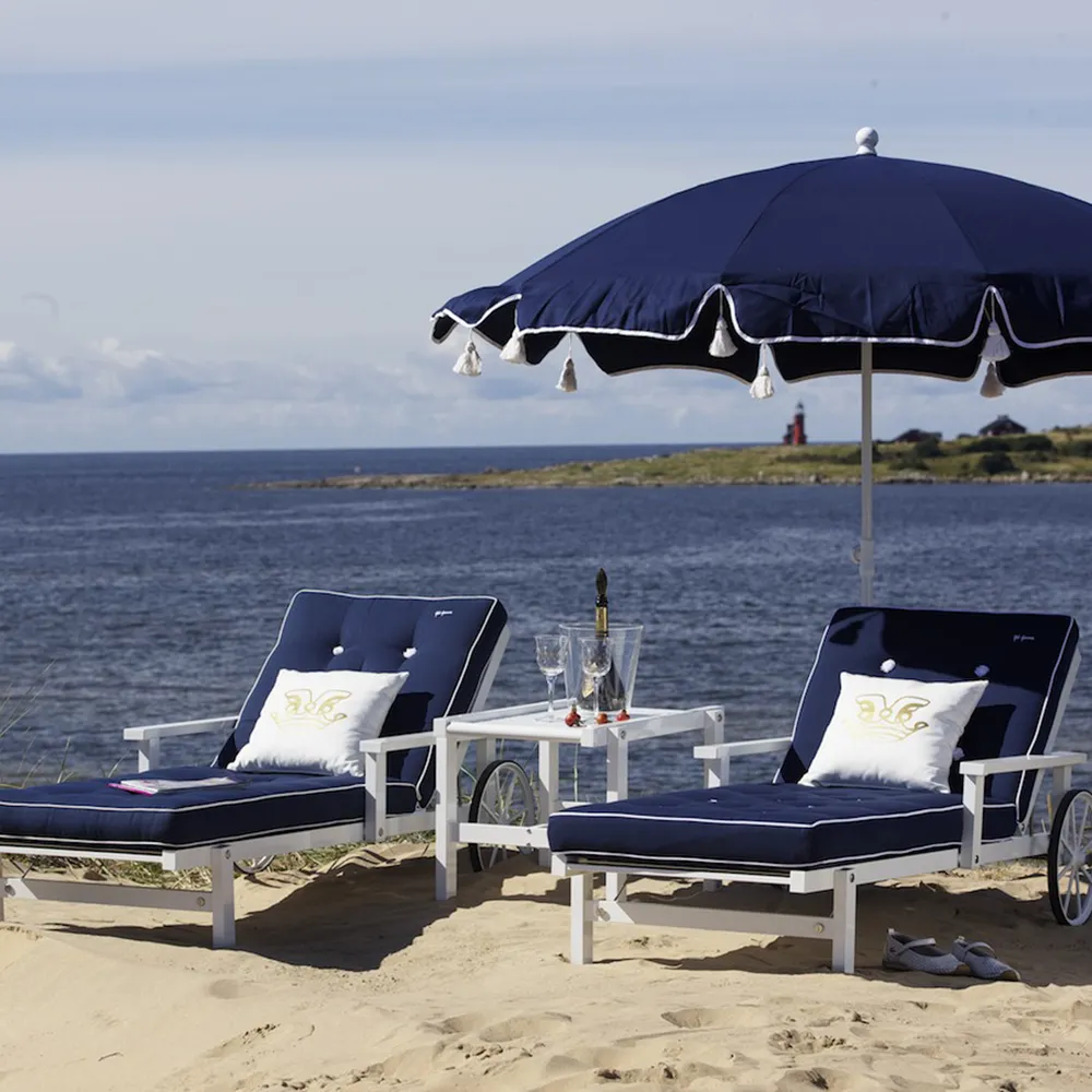 Solseng med armlener aluminium hvid 