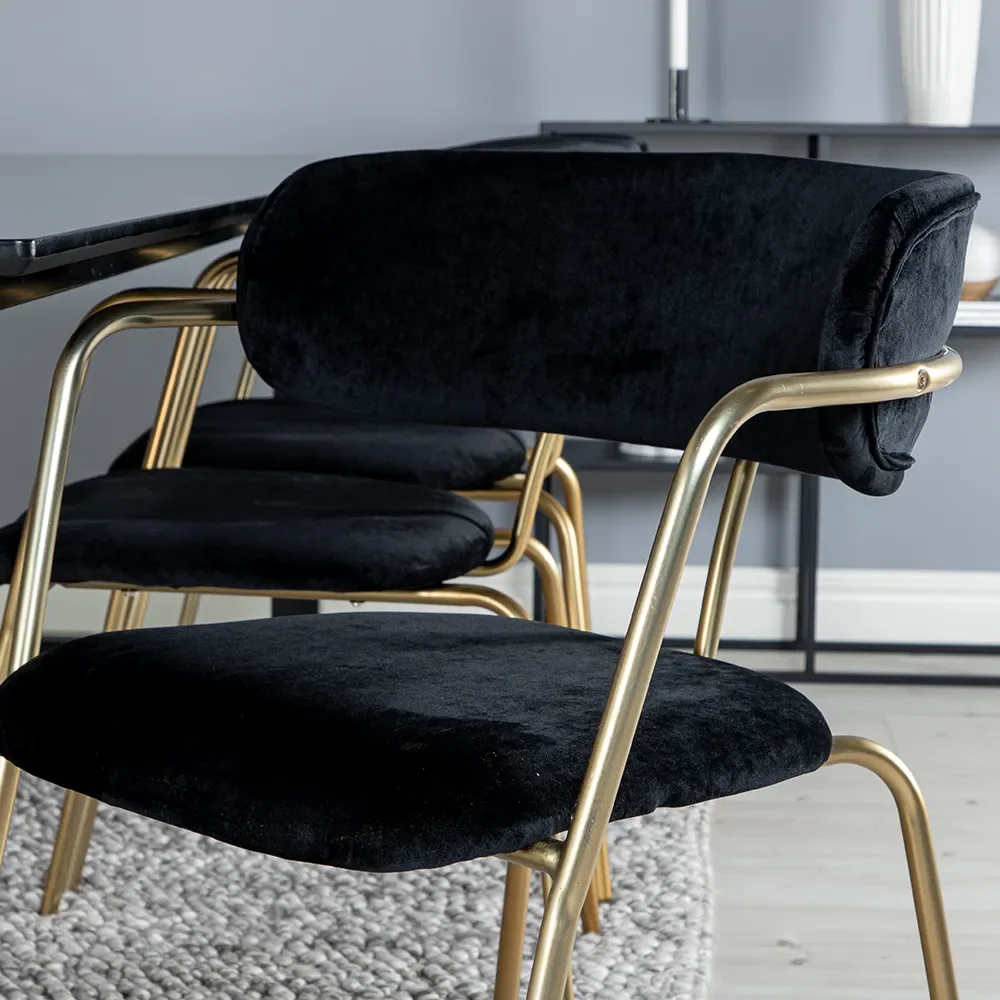 Arrow spisestol svart/gull 2-pakning 