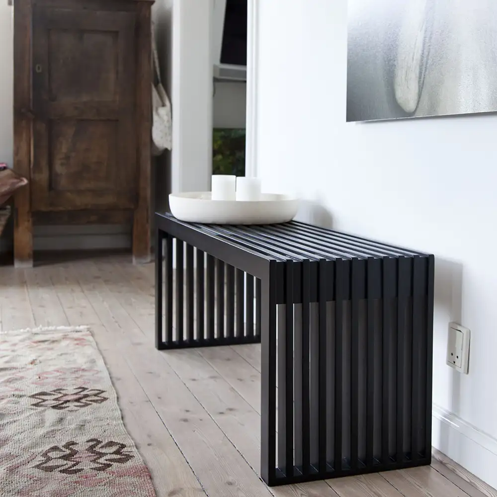 Rib benk 104 cm Svart
