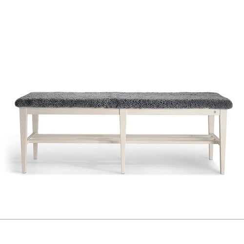 Nadja Bench 130 cm Hvitoljet ask/safeskinn Lysegrå
