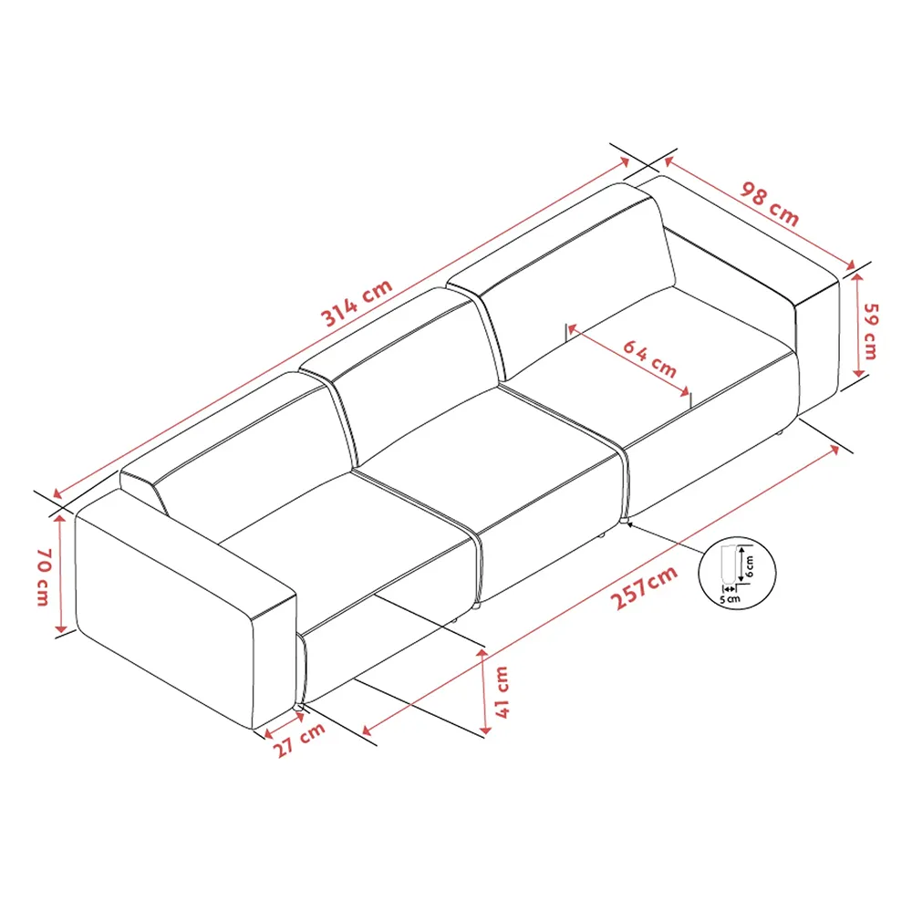 Willard sofa 4-seter stoff Alice lys beige