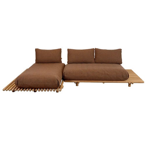 Sticks sofa m/ sjeselong Teak/umber brown