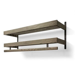 Nadja hattehylle 100 cm 2 nivåer Røkt eik/mattsvart stål