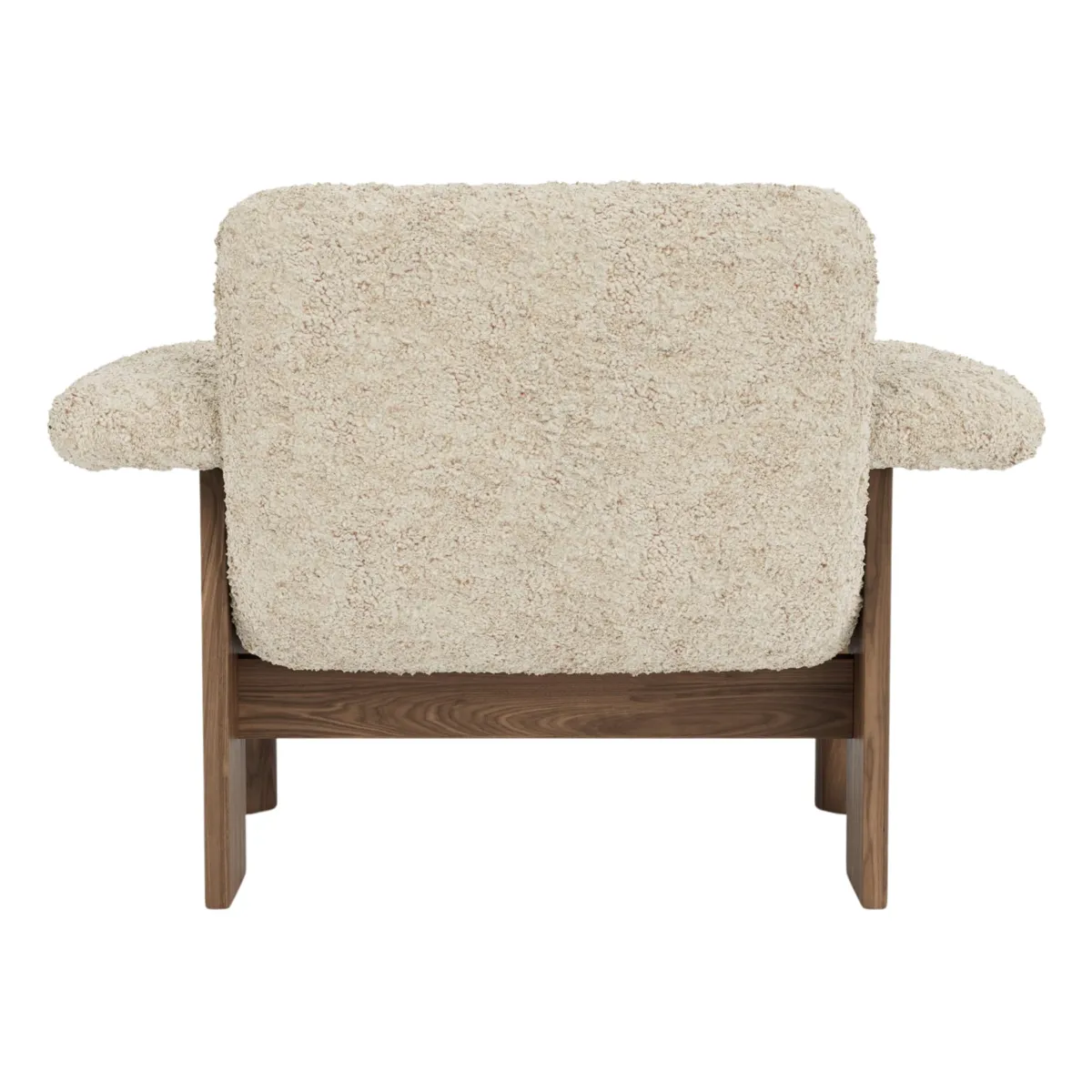 Brasilia loungestol helpolstret lav rygg firbent understell massiv valnøtt Sheepskin Nevotex Nature