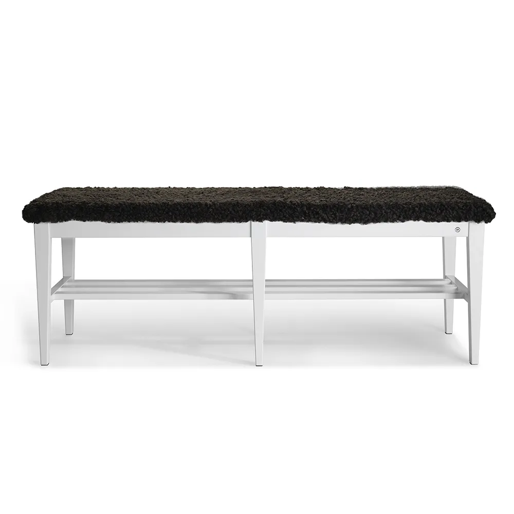 Nadja Bench 130 cm Hvitlakkert bjørk/safeskinn brun