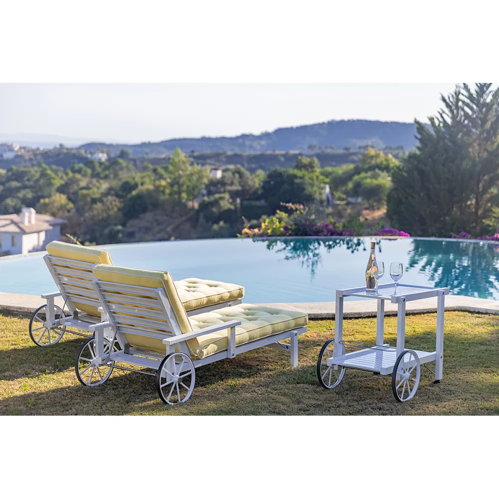 Solseng med armlener aluminium hvid 