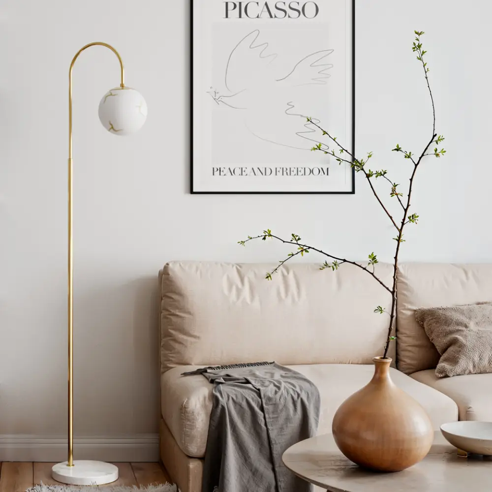 Bellagio gulvlampe H163cm messing/hvit