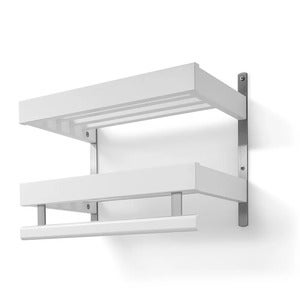 Nadja Hattehylle 50 cm 2 nivåer Hvitlakkert bjørk/grunnstål