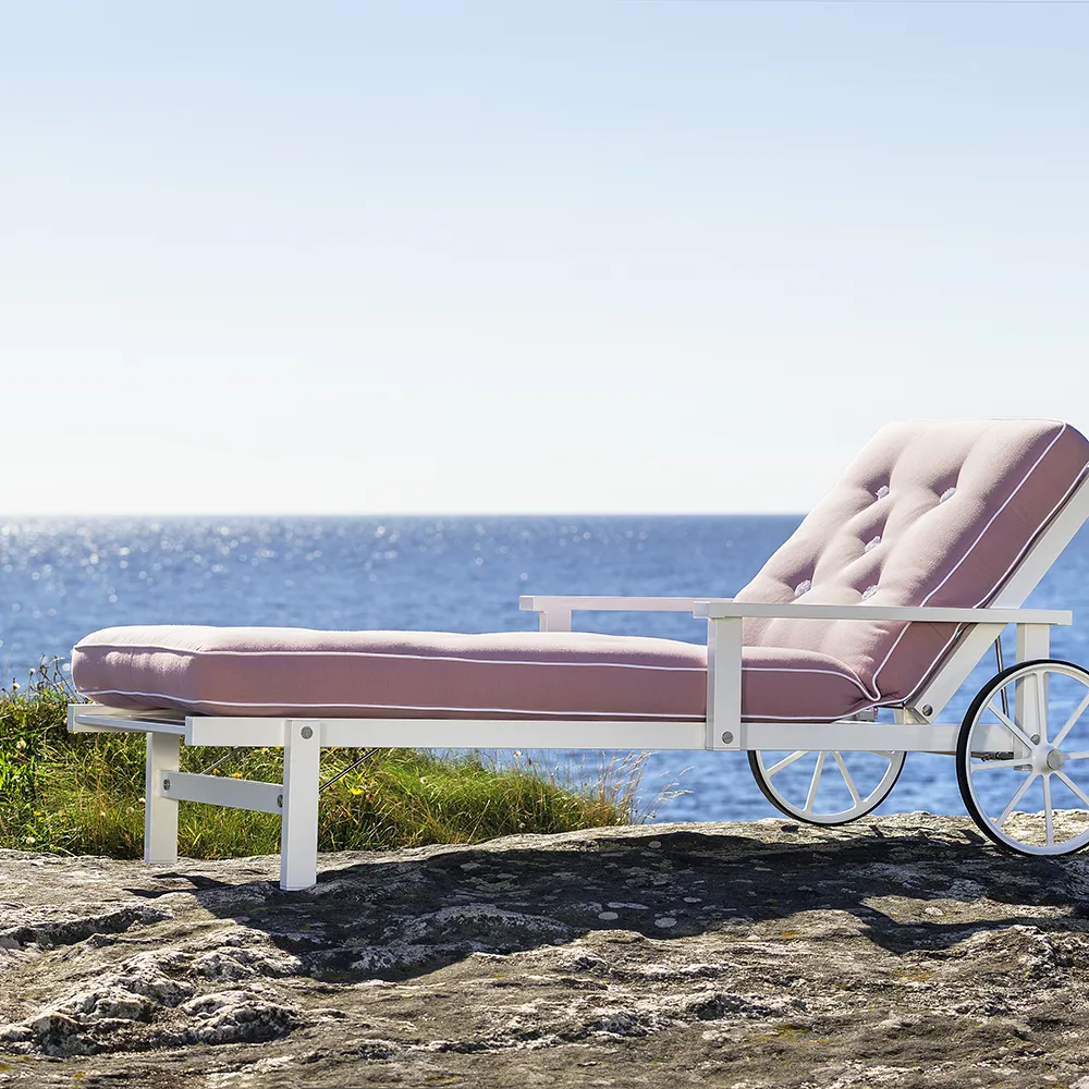 Solseng med armlener aluminium hvid 