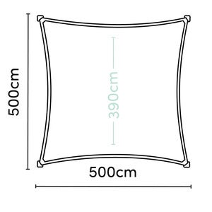 Coolfit solseil firkantet 500x500cm beige