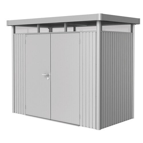 Highline hagebod med dobbel dør størrelse h1 metallic sølv Biohort