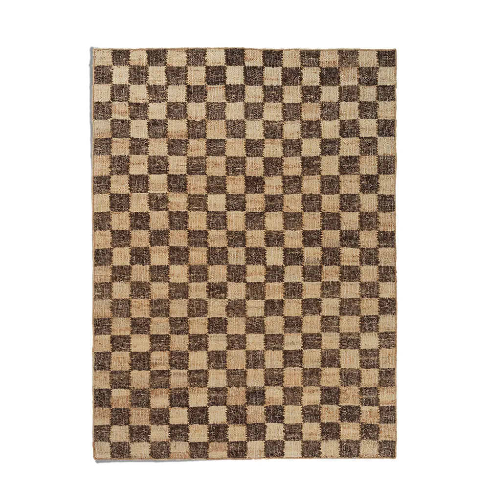 Håndvevd Ullteppe Check 140x200 cm Coffee