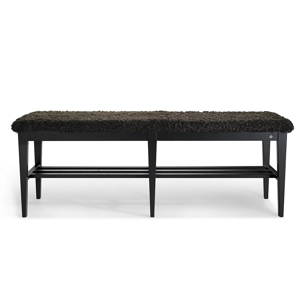 Nadja Bench 130 cm Svartbeiset ask/safeskinn brun