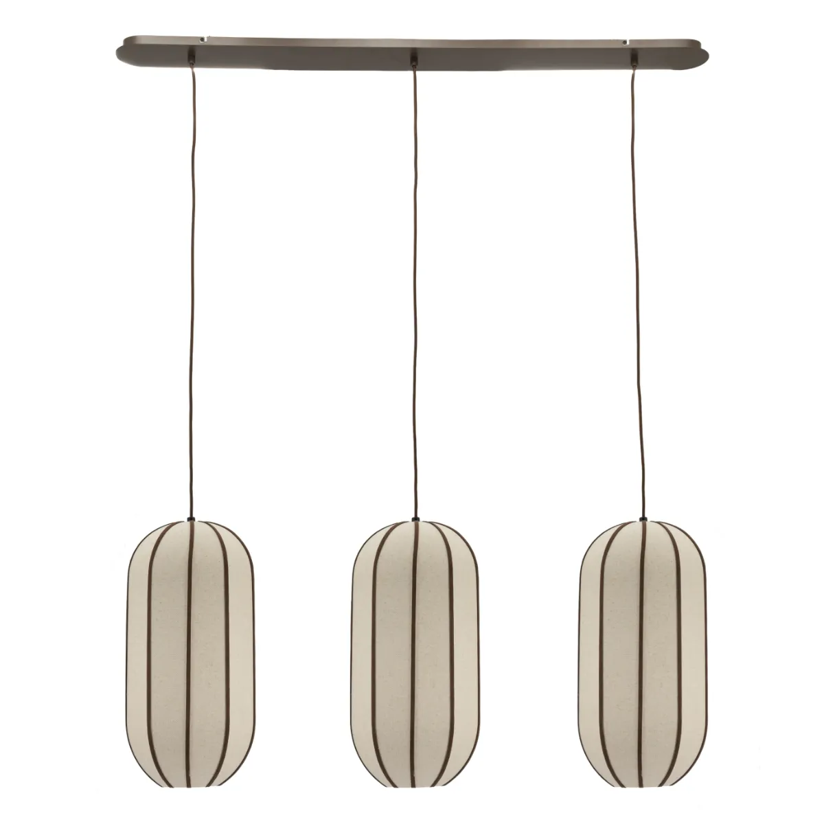 Cocoon cluster rectangular Taklampe 120x25x155 cm IJzer, leer & linnen Natur