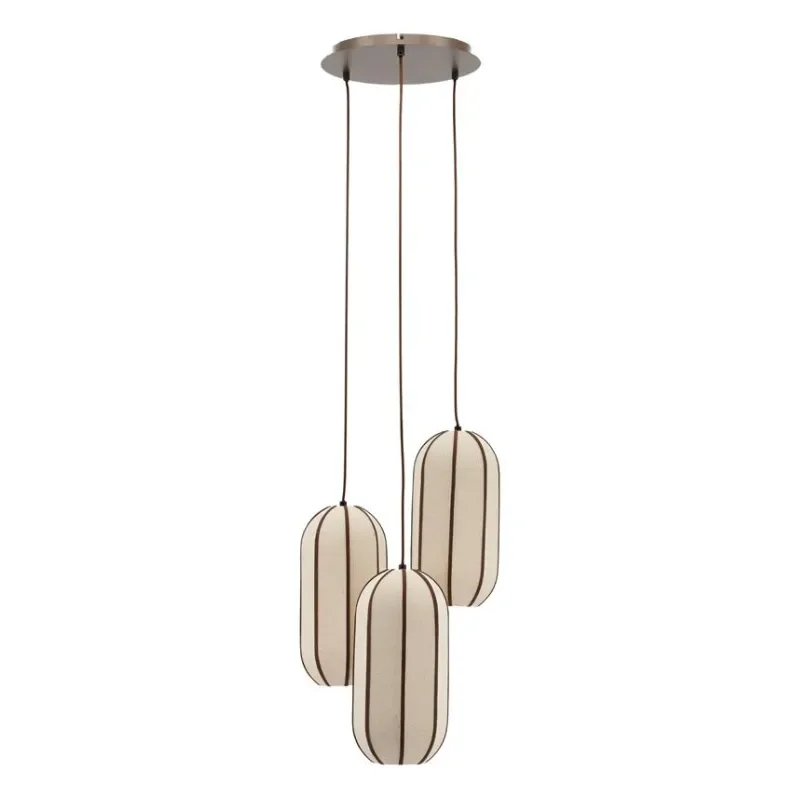 By-Boo, Cocoon cluster round Taklampe 43x43x149 cm IJzer, leer & linnen Natur