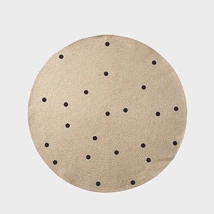 Rund Jutematte med Prikker Small