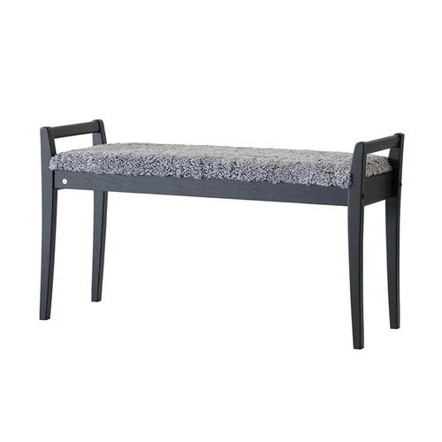 Meja Bench Svartbeiset eik/safeskinn Lys grå