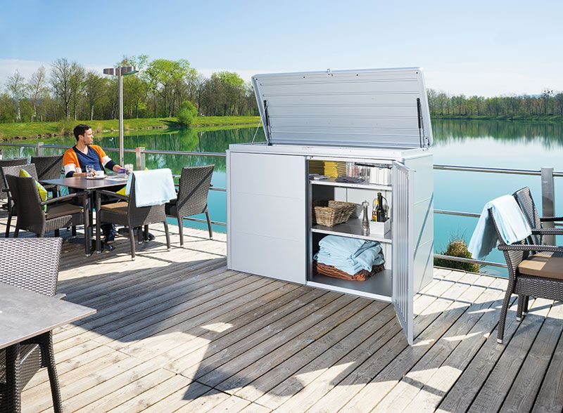 Highboard oppbevaringsboks 200 cm kvartsgrå Biohort