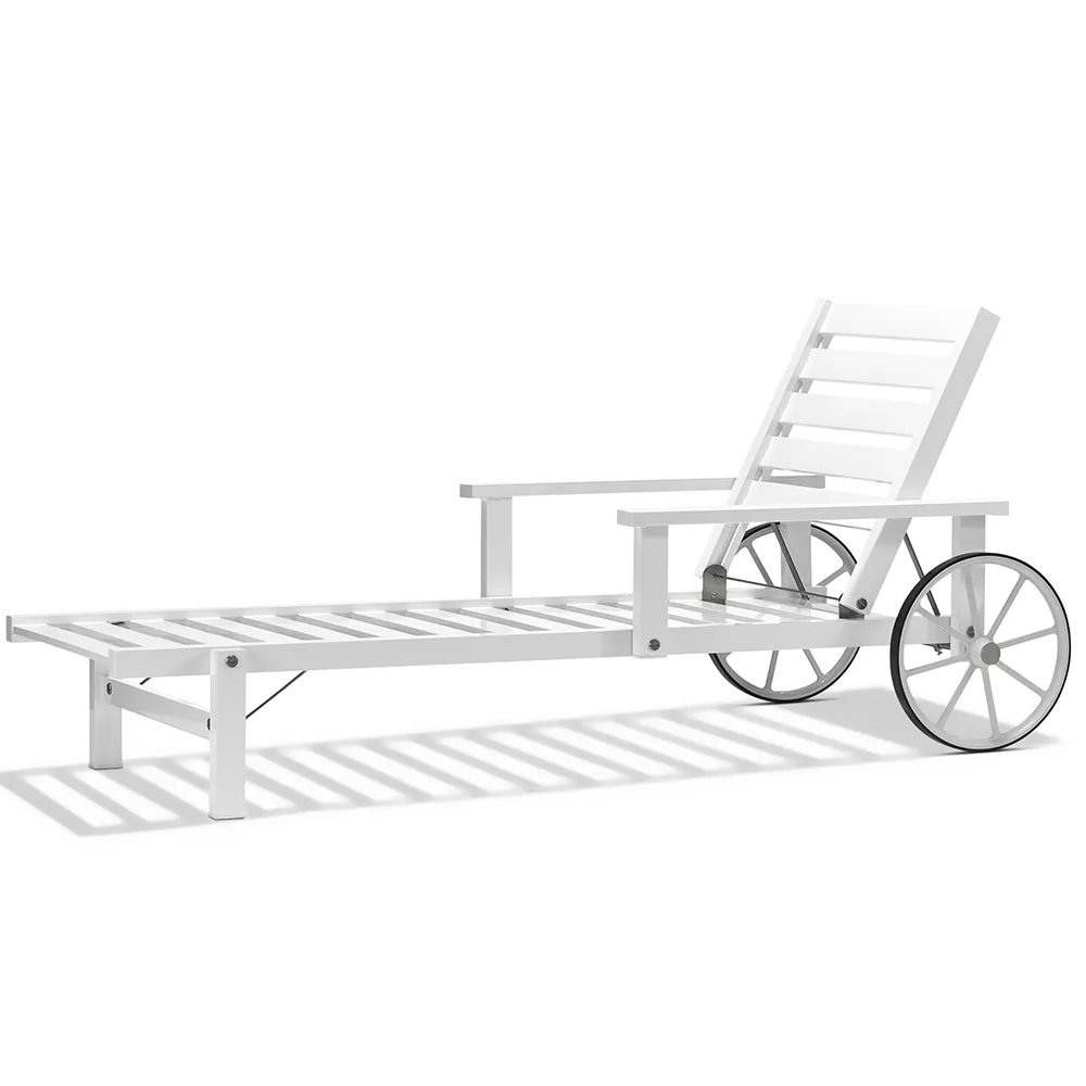 Solseng med armlener aluminium hvid 