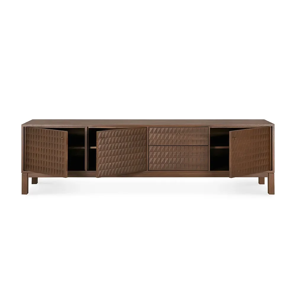 TV-benk i teak Sono Light Brown L212 cm