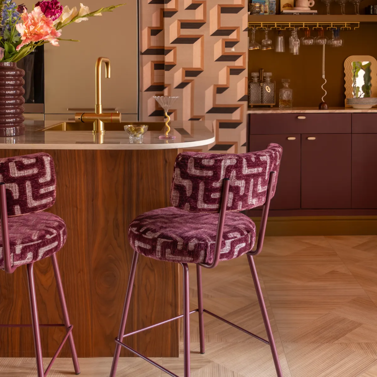 Belle Vie 47x53,5x94,5 cm Metall, Skum & Stoff Plum