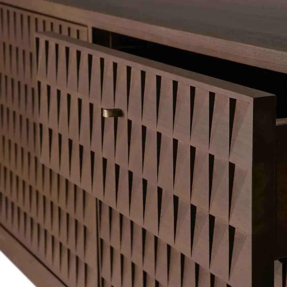 TV-benk i teak Sono Light Brown L160 cm