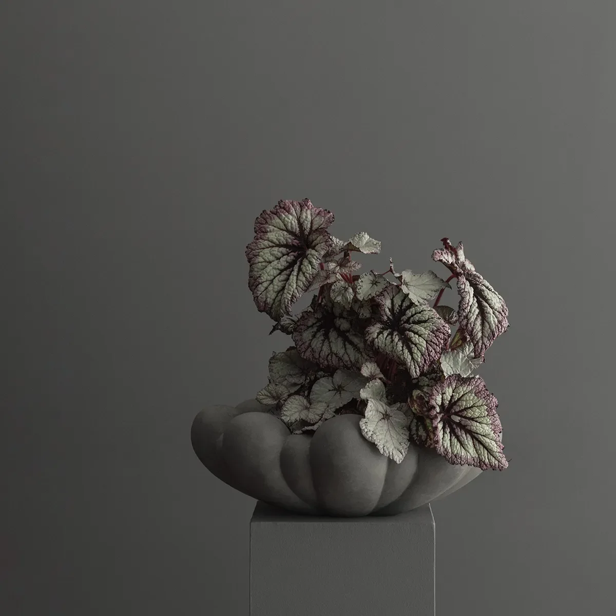 Håndlaget Dekorasjonsskål Bloom Dark Grey Ø 44 cm