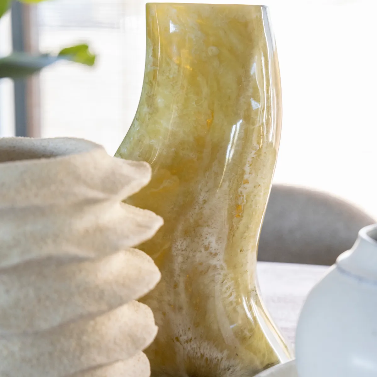 Stonea 2 vase 20x18x34 cm resin grønn