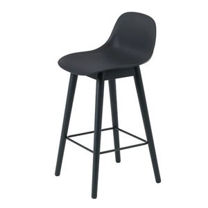 Fiber barstol låg Wood Base - 65 cm - Black/Anthracite