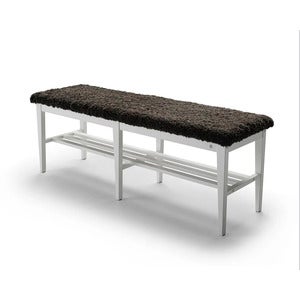 Nadja Bench 130 cm Hvitlakkert bjørk/safeskinn brun