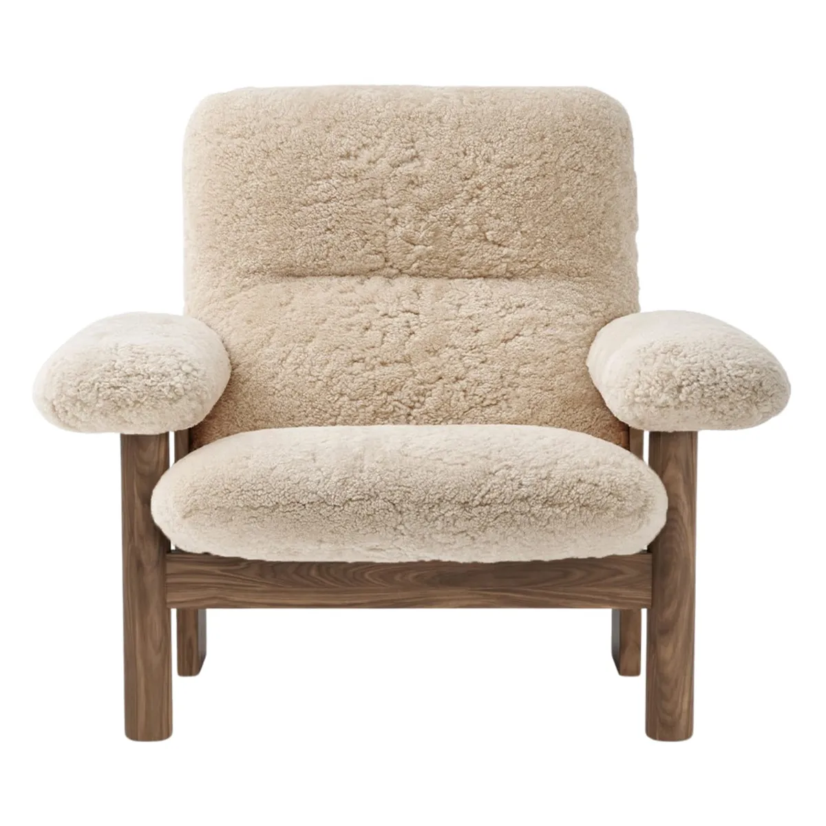 Brasilia loungestol valnøtt, Sheepskin Nevotex Nature