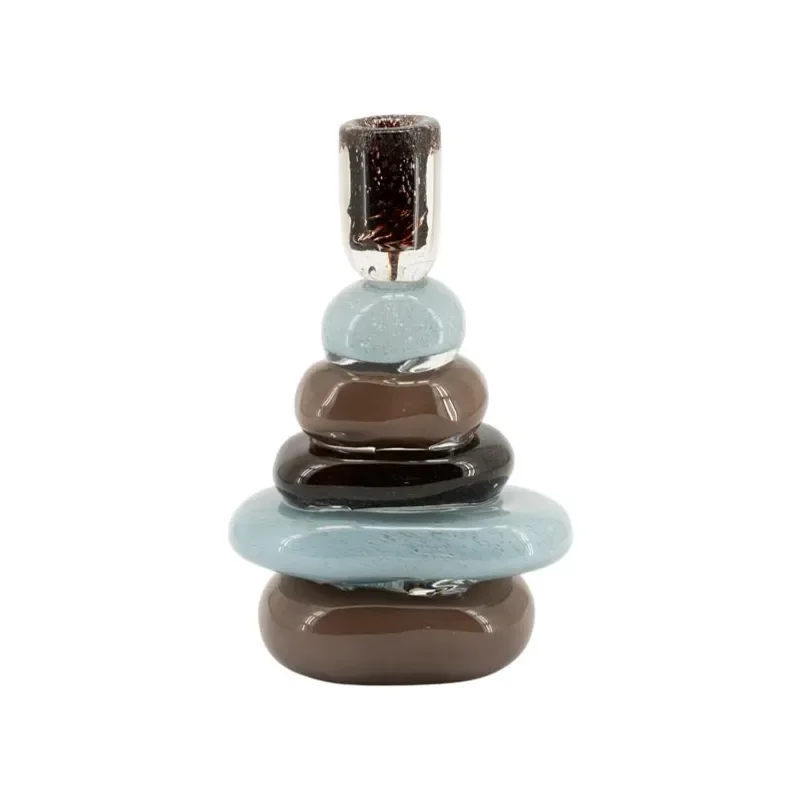Toras 2 lysestake 12,5x9,5x25 cm glass multicolour