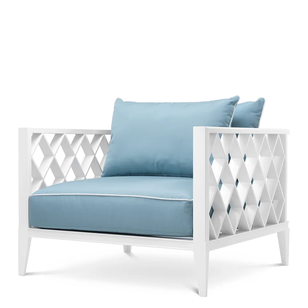 Outdoor Chair Ocean Club white sunbrella mineral blue