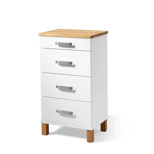 Nadja kommode H75 B40 Hvitlakkert/oljet eik/grunnstål