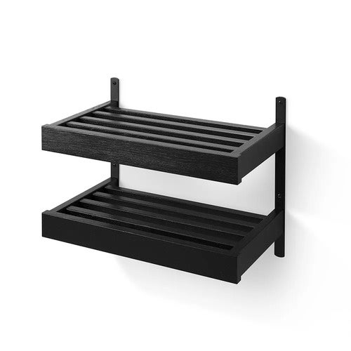 Nadja Skohylle 50 cm i 2 nivåer veggmontert Svartbeiset eik/mattsvart stål