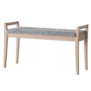 Meja Bench Hvitoljet eik/safeskinn look Lysegrå