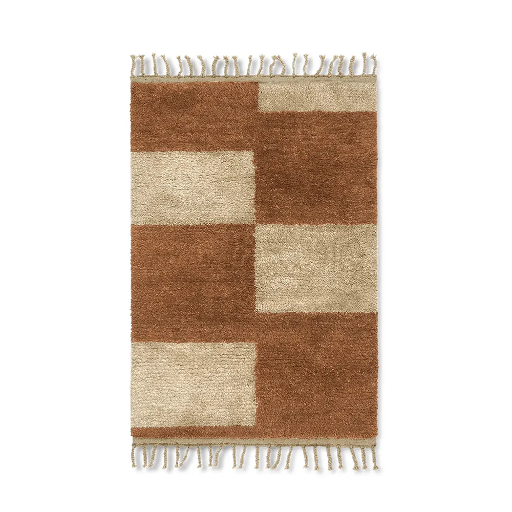  Mara knyttet teppe 120x80 cm mørk murstein/off-white