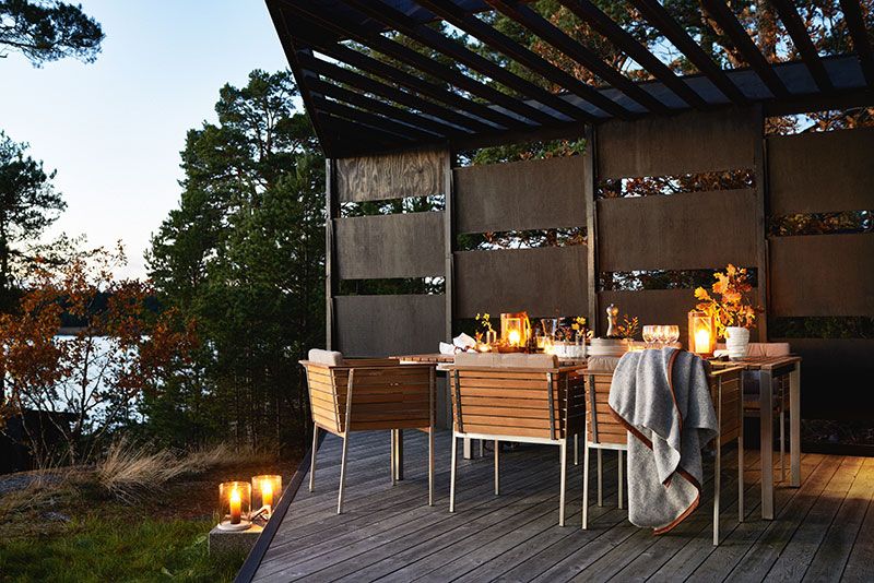 Häringe spisebord 95 x 214 cm svart/teak Skargaarden