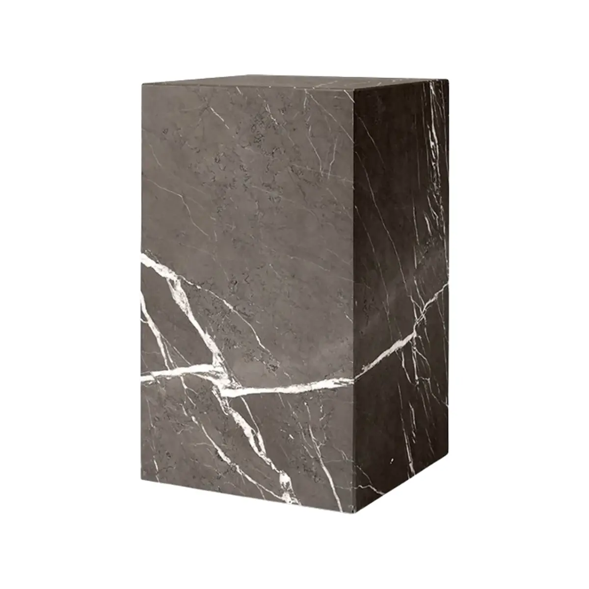 Plinth sidebord i marmor, høyt, grå, Kendzo