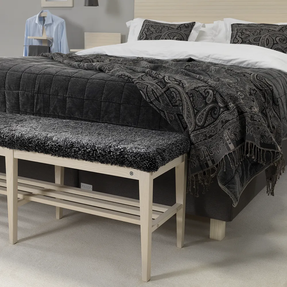 Nadja benk 130 cm Hvitoljet ask/safeskinn mørkegrå