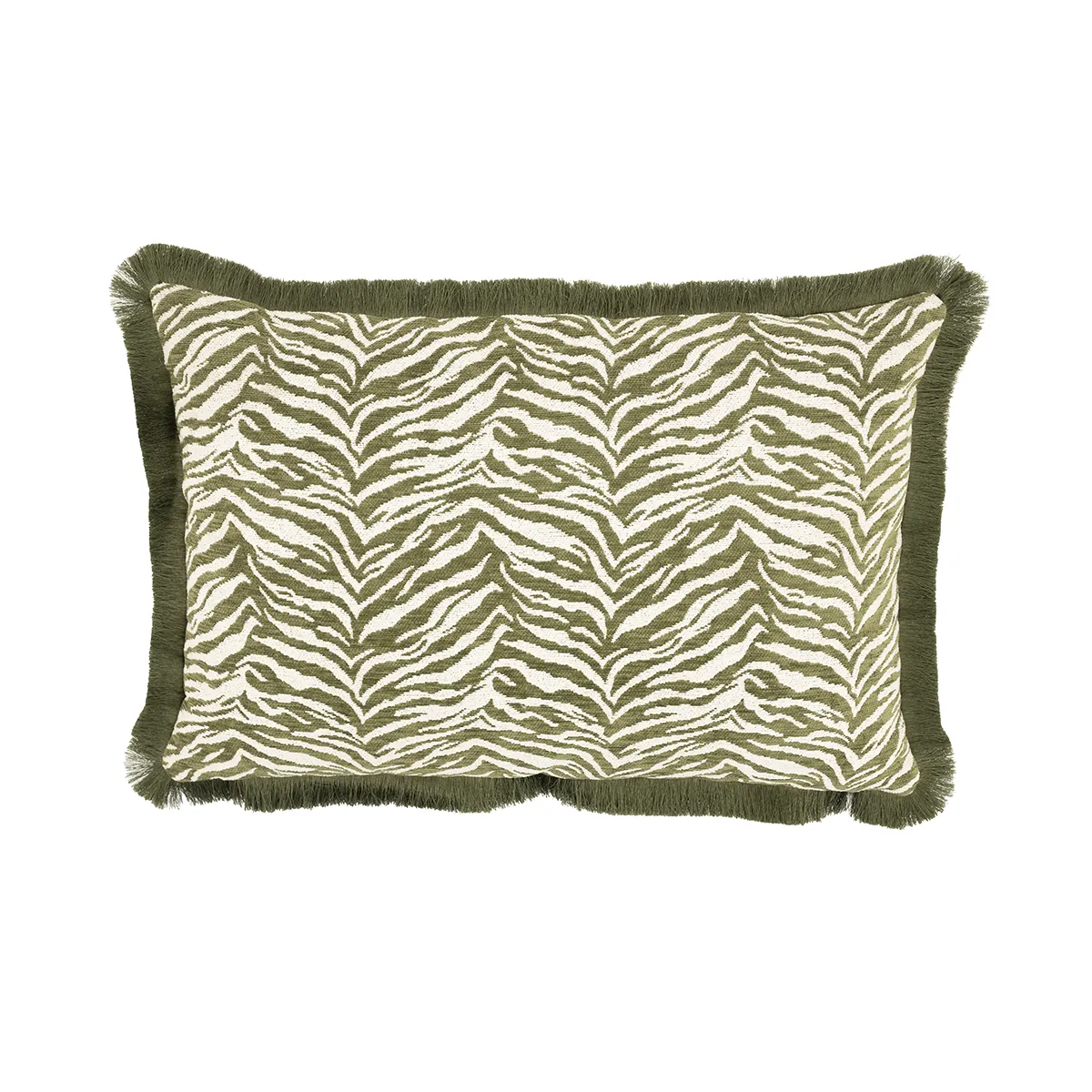 By-Boo, Pyntepute med frynser Tigra Green 40x60 cm