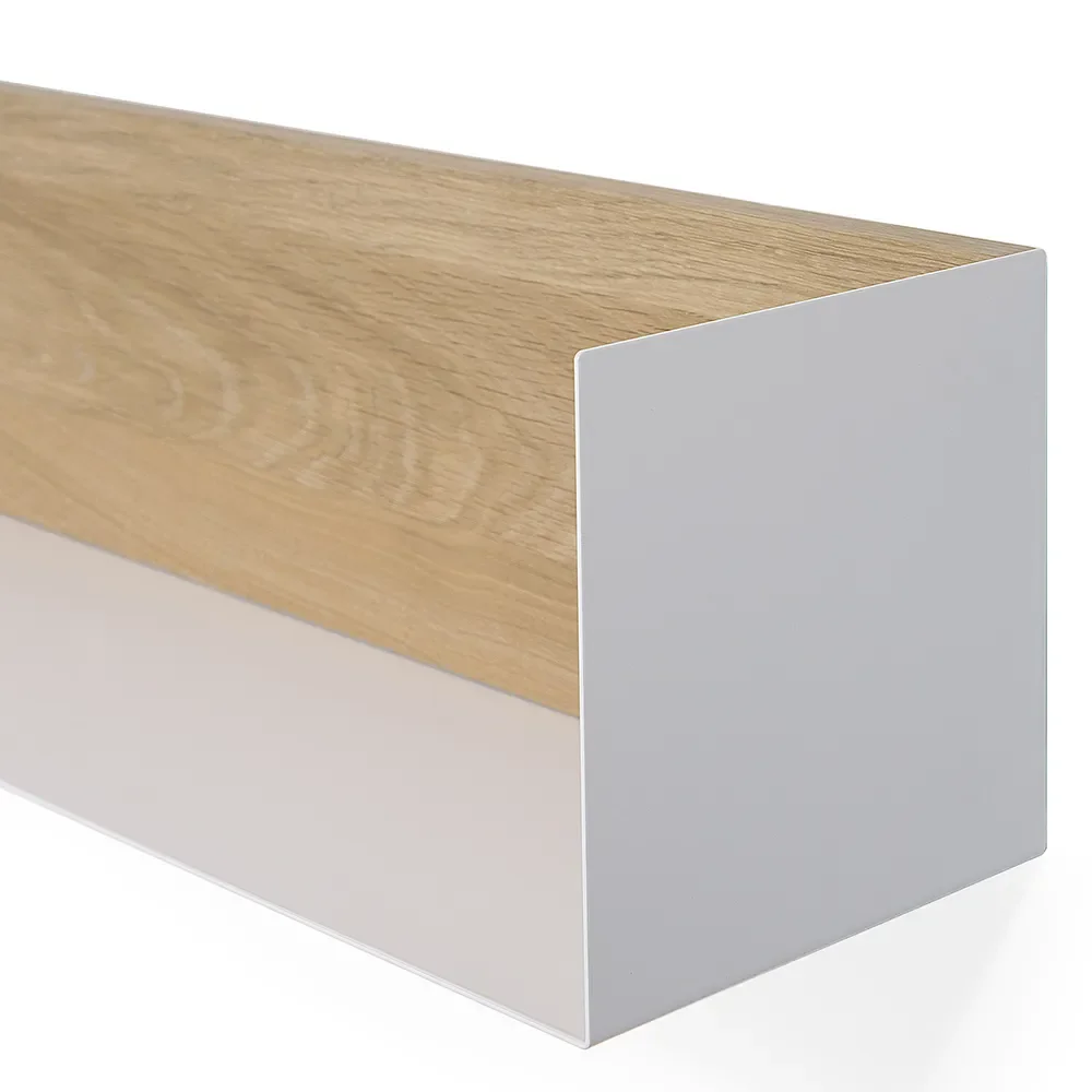  U shelf 55x20 cm eik/hvit metall